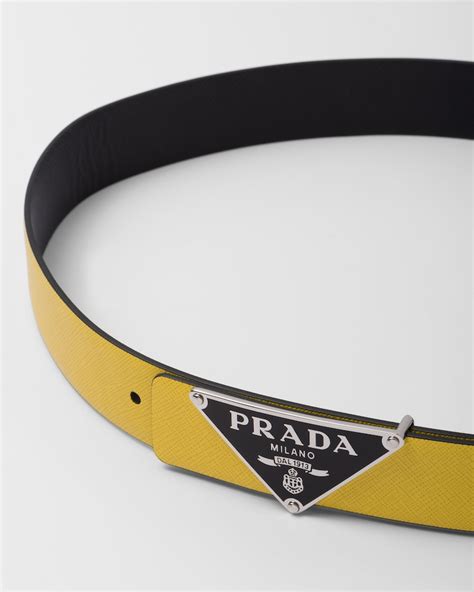 prada saffiano black strap|Sun/black Reversible Saffiano Leather Belt Strap .